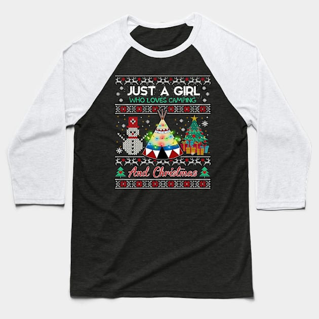 Just a girl who loves camping and christmas Baseball T-Shirt by TeeAaron